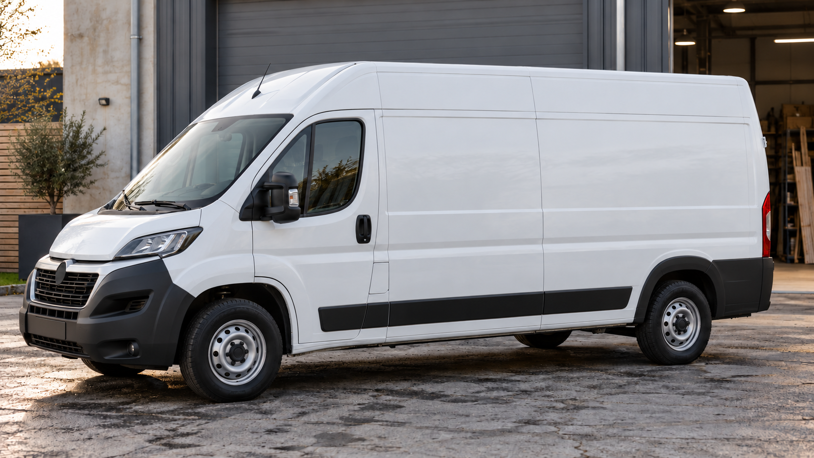 Avant : grand fourgon blanc vierge